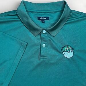 Malbon Baldwin Polo Shirt Mens XL Green Golf Logo Fairway Buckets Script